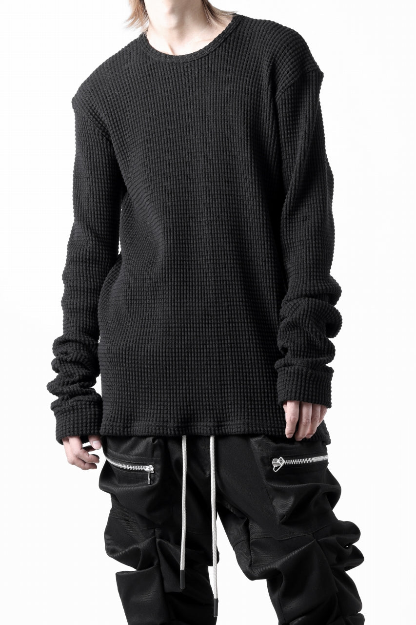 A.F ARTEFACT exclusive REGULAR FIT TOP / HEAVY WAFFLE JERSEY (BLACK)