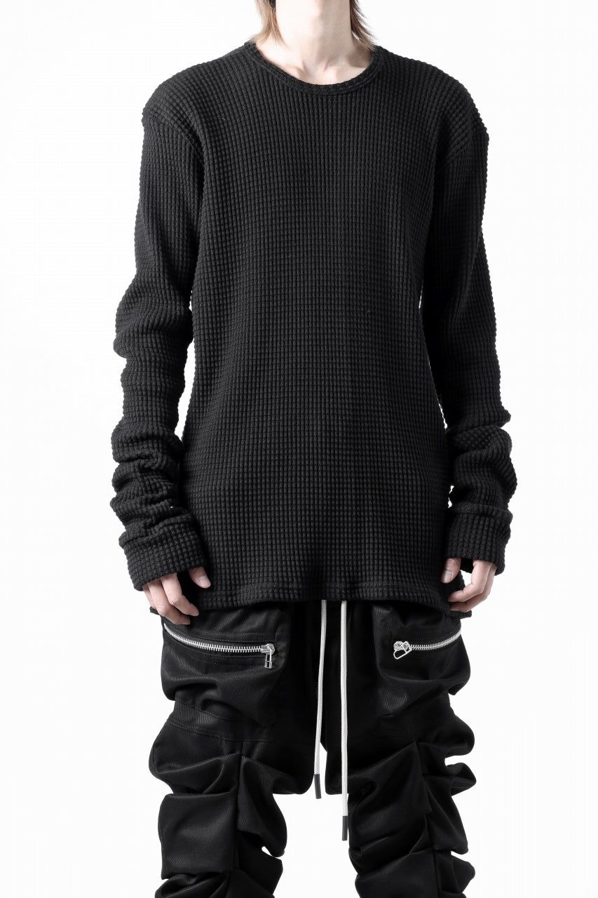 A.F ARTEFACT exclusive REGULAR FIT TOP / HEAVY WAFFLE JERSEY (BLACK)