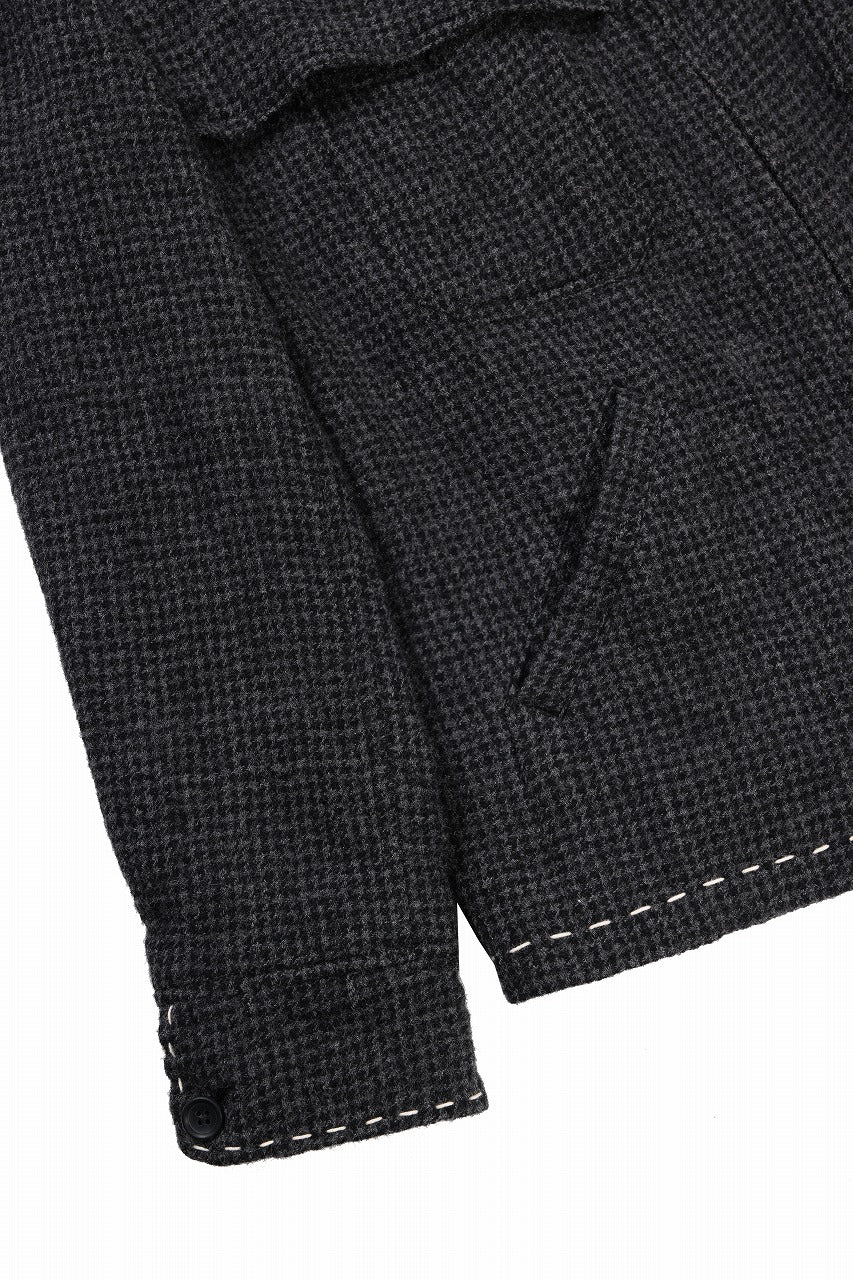 画像をギャラリービューアに読み込む, Y&#39;s for men BLOUSON with HAND STITCH / HOUNDSTOOTH WOOL (BLACK)