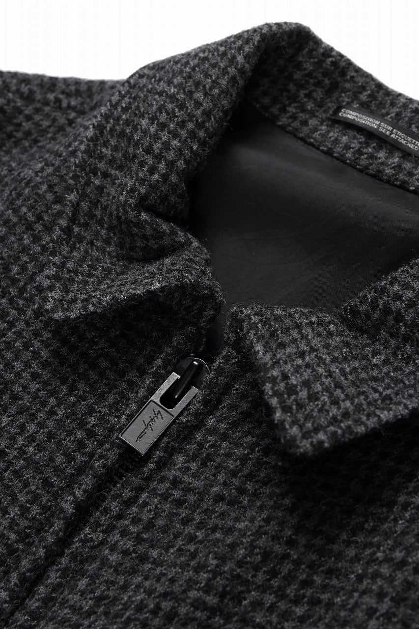 Y's for men BLOUSON with HAND STITCH / HOUNDSTOOTH WOOL (BLACK)