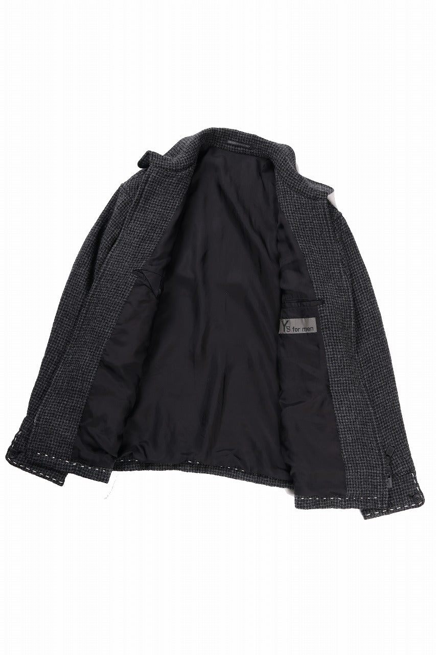 画像をギャラリービューアに読み込む, Y&#39;s for men BLOUSON with HAND STITCH / HOUNDSTOOTH WOOL (BLACK)