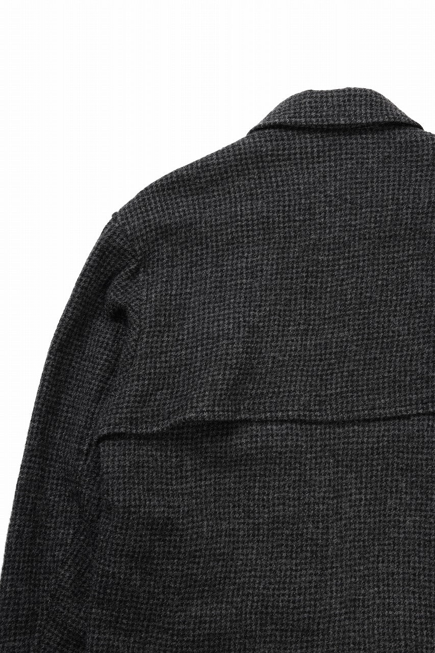 Y's for men BLOUSON with HAND STITCH / HOUNDSTOOTH WOOL (BLACK)