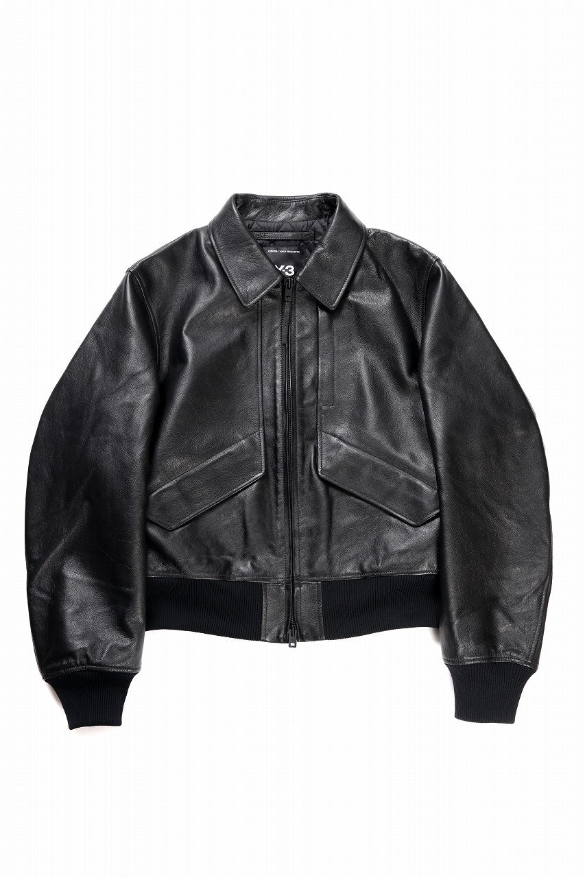 Y-3 Yohji Yamamoto LEATHER BOMBER JACKET (BLACK)の商品ページ