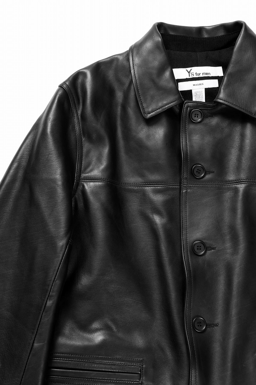 Y's for men x MASSES LEATHER CAR COAT / MA HORSE LEATHER (BLACK)
