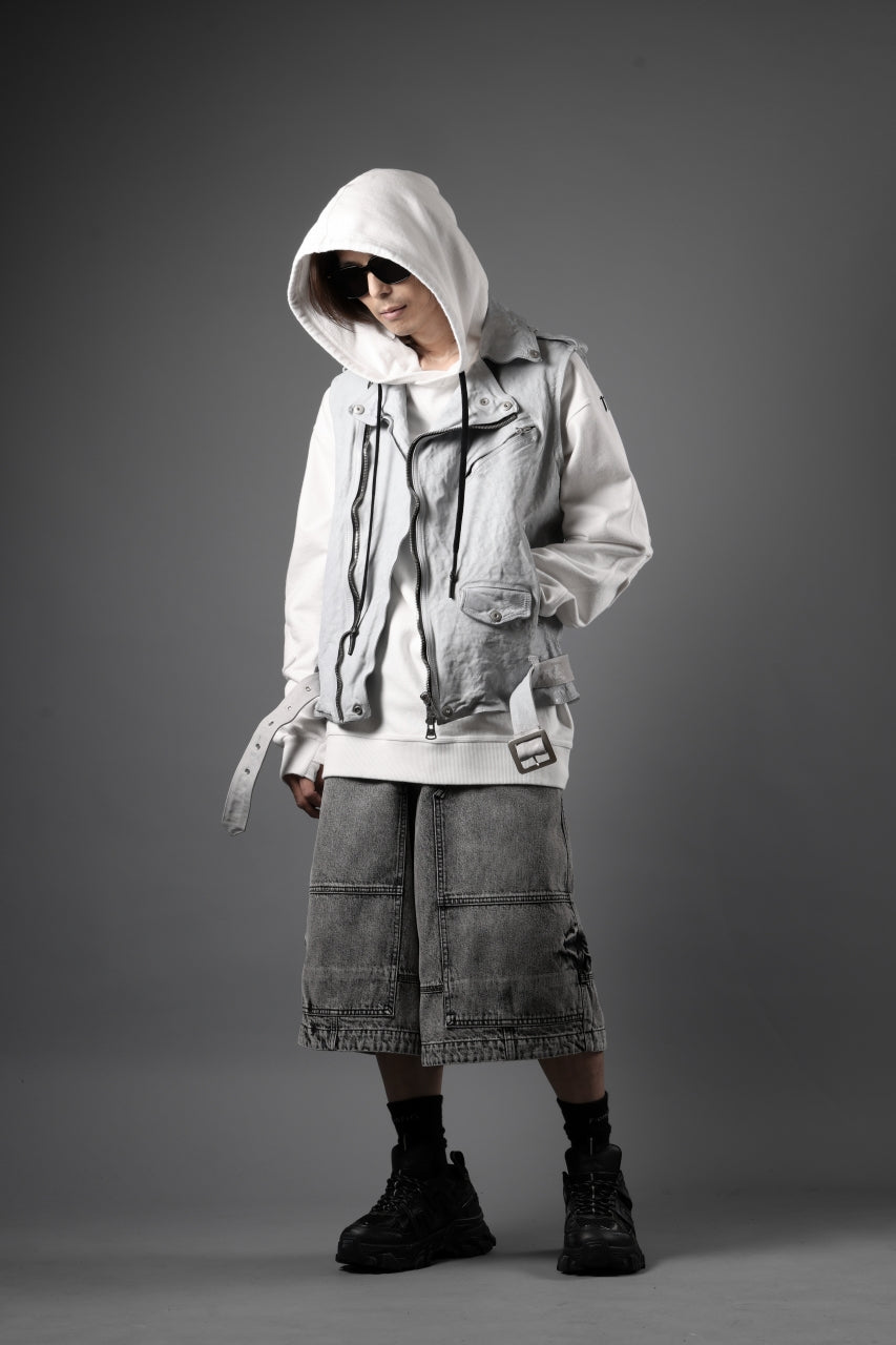 ISAMU KATAYAMA BACKLASH JP-CALF NATURAL DYED GARMENT-WASH DOUBLE RIDERS VEST (WHITE)