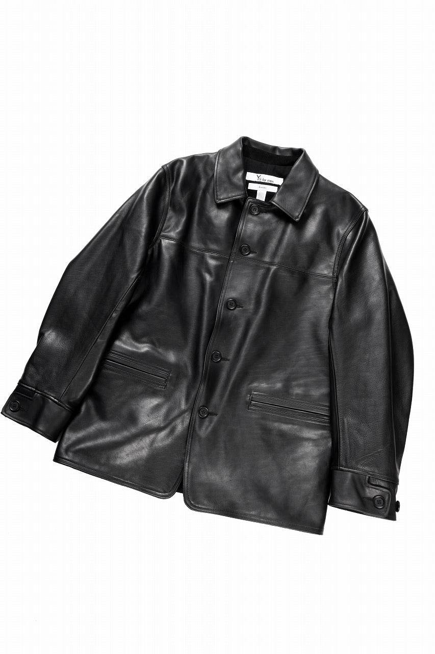 Y's for men x MASSES LEATHER CAR COAT / MA HORSE LEATHER (BLACK)