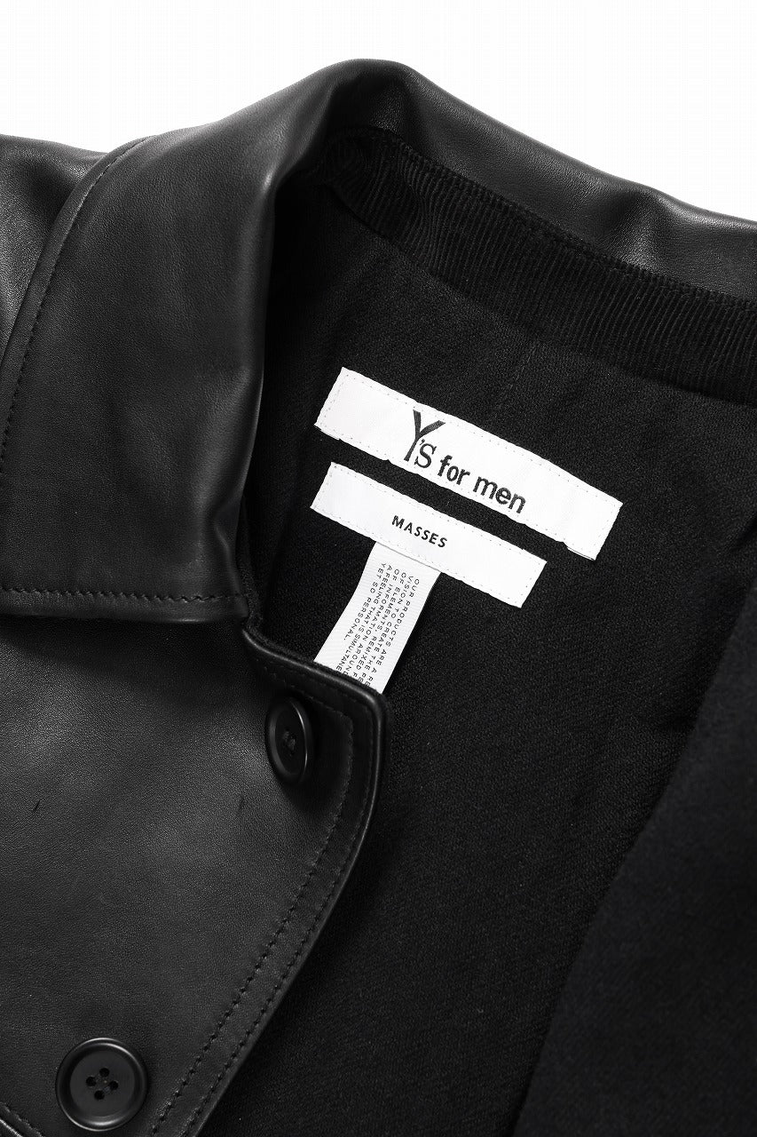 Y's for men x MASSES LEATHER CAR COAT / MA HORSE LEATHER (BLACK)