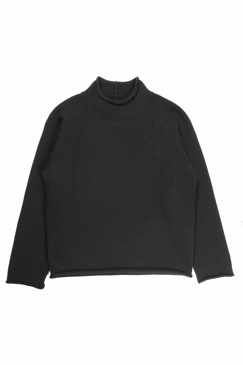 Y's for men x MASSES MOCK NECK PULL OVER / WOOL KNIT (BLACK)