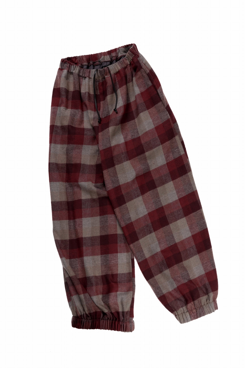 kujaku balloon easy waist pants / P-623 (red × brown)