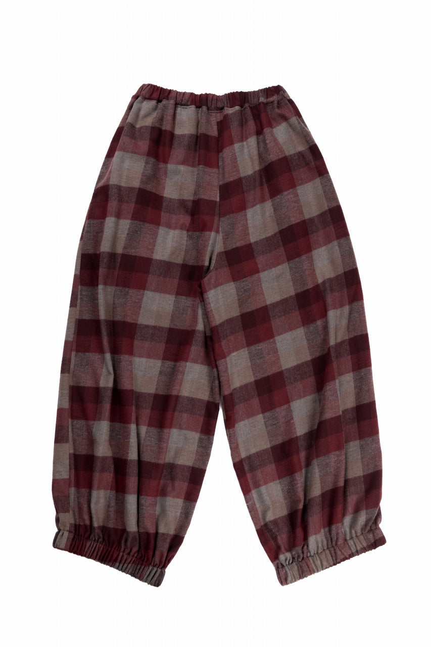 kujaku balloon easy waist pants / P-623 (red × brown)