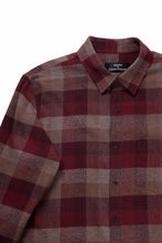 Load image into Gallery viewer, kujaku flannel dress shirt / S-610 (red × brown)