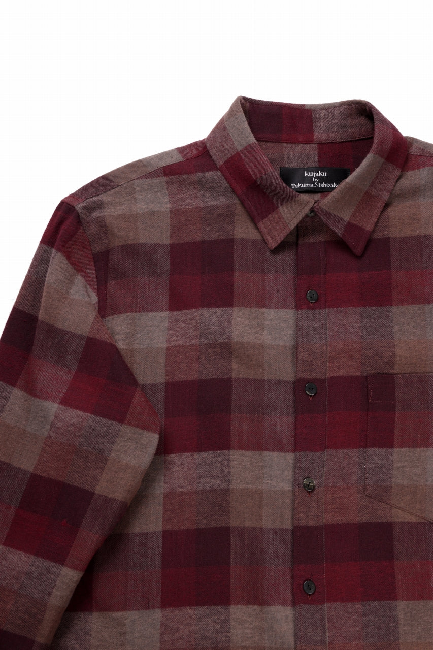 Load image into Gallery viewer, kujaku flannel dress shirt / S-610 (red × brown)