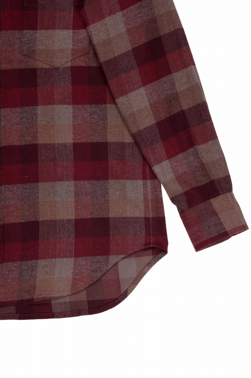 Load image into Gallery viewer, kujaku flannel dress shirt / S-610 (red × brown)