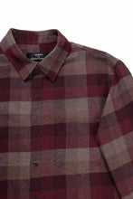 Load image into Gallery viewer, kujaku flannel dress shirt / S-610 (red × brown)