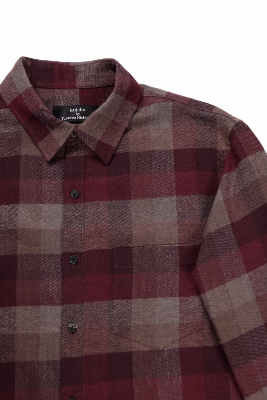 Load image into Gallery viewer, kujaku flannel dress shirt / S-610 (red × brown)