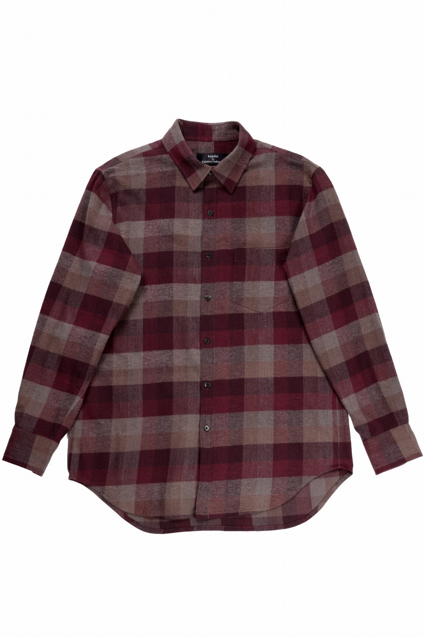 Load image into Gallery viewer, kujaku flannel dress shirt / S-610 (red × brown)