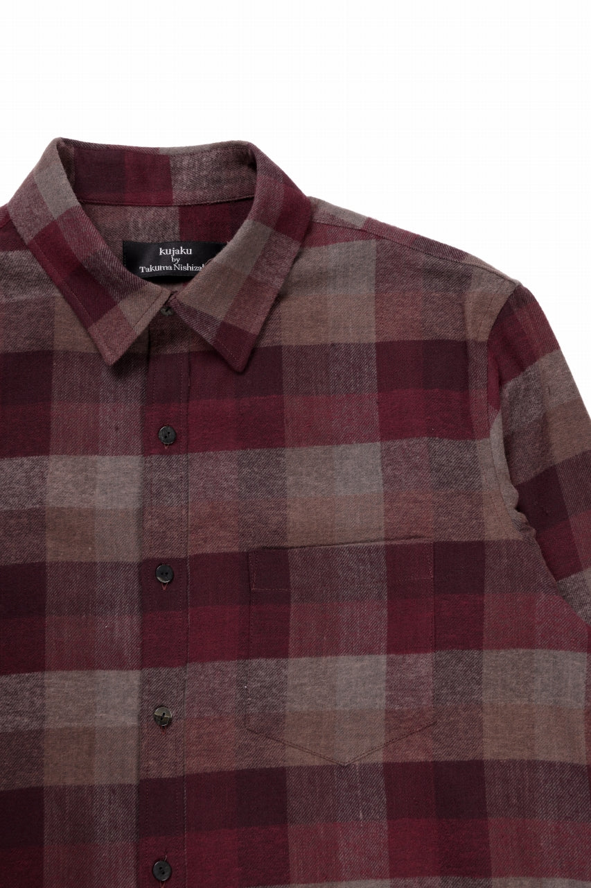 Load image into Gallery viewer, kujaku flannel dress shirt / S-610 (red × brown)