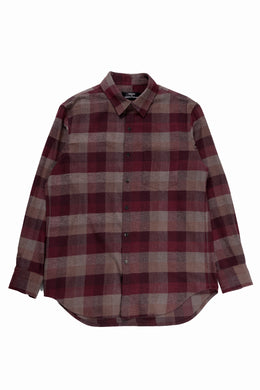 kujaku flannel dress shirt / S-610 (red × brown)
