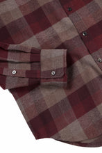 Load image into Gallery viewer, kujaku flannel dress shirt / S-610 (red × brown)