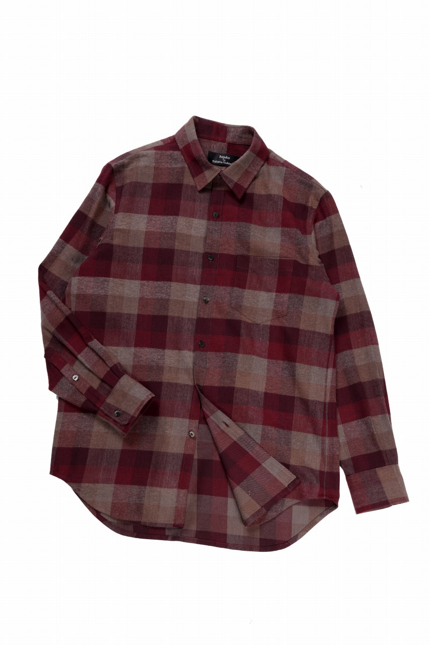 Load image into Gallery viewer, kujaku flannel dress shirt / S-610 (red × brown)