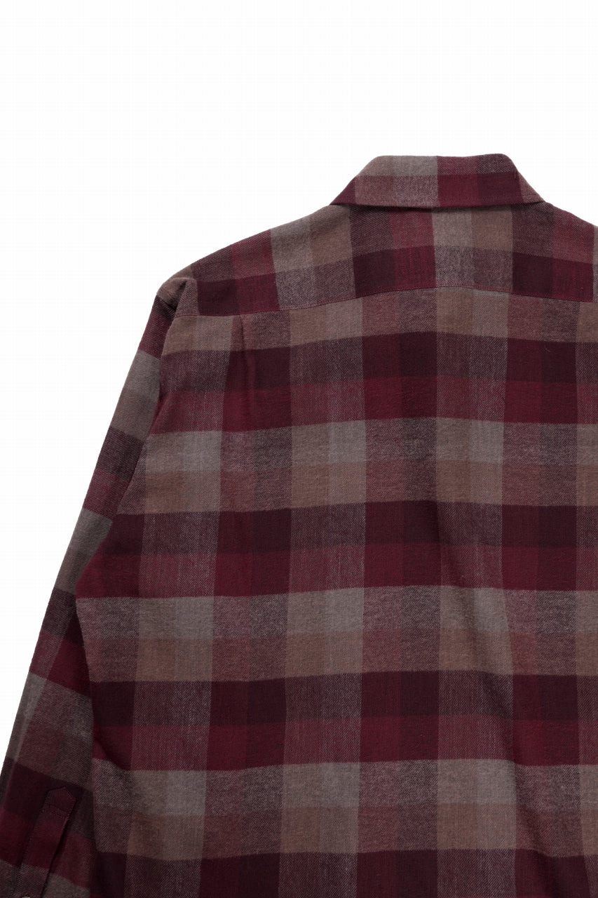 Load image into Gallery viewer, kujaku flannel dress shirt / S-610 (red × brown)