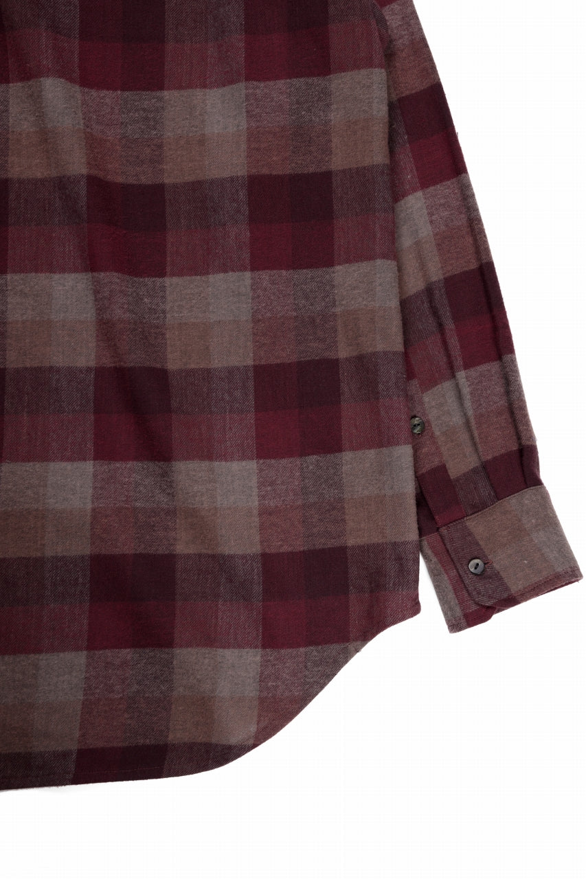 kujaku flannel dress shirt / S-610 (red × brown)