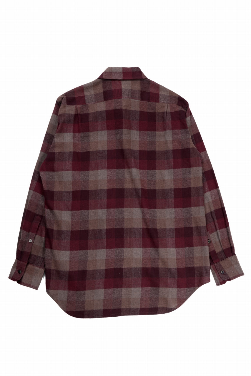 Load image into Gallery viewer, kujaku flannel dress shirt / S-610 (red × brown)