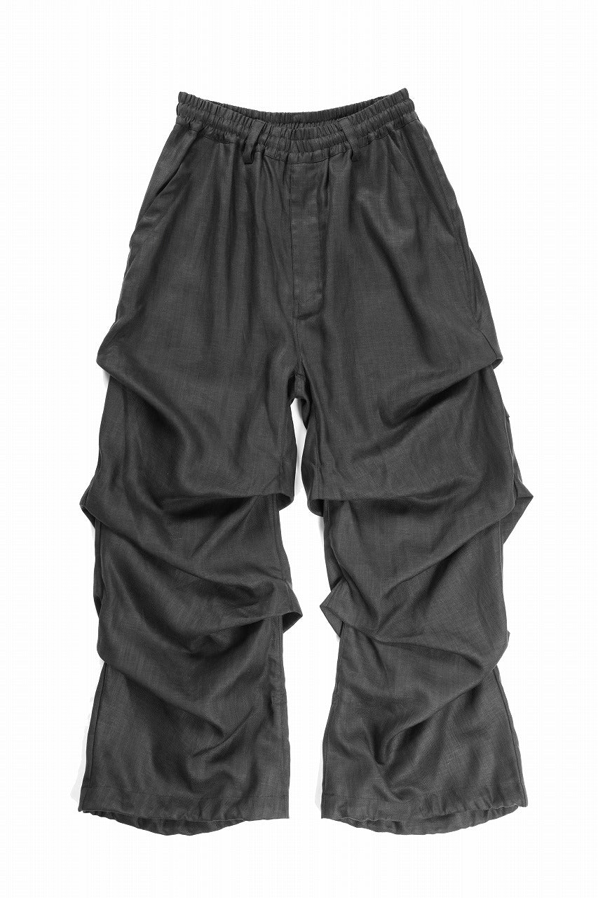 A.F ARTEFACT HERRINGBONE LINEN TUCK WIDE PANTS (BLACK)