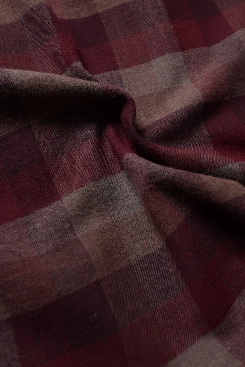 Load image into Gallery viewer, kujaku flannel dress shirt / S-610 (red × brown)