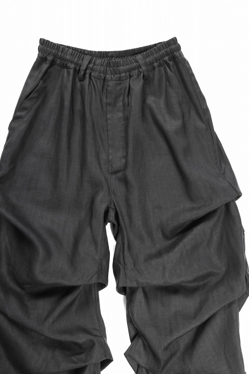 A.F ARTEFACT HERRINGBONE LINEN TUCK WIDE PANTS (BLACK)