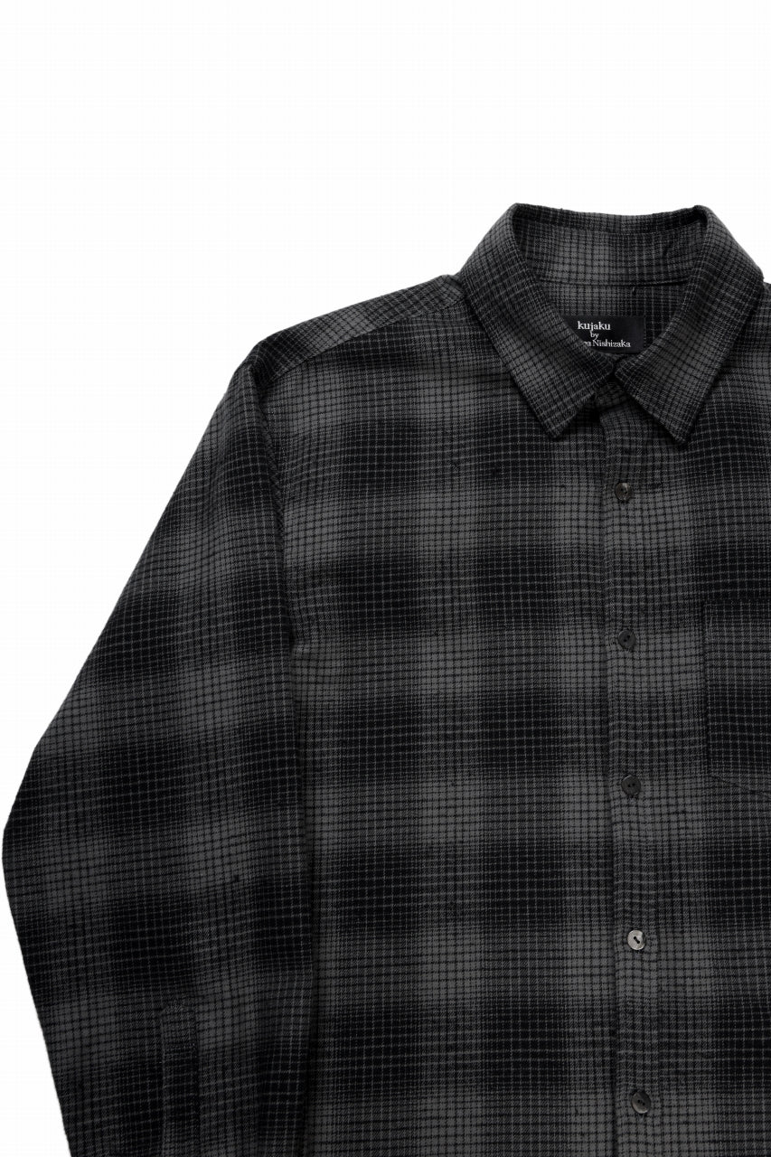 Load image into Gallery viewer, kujaku brushed check dress shirt / S-860 (black)