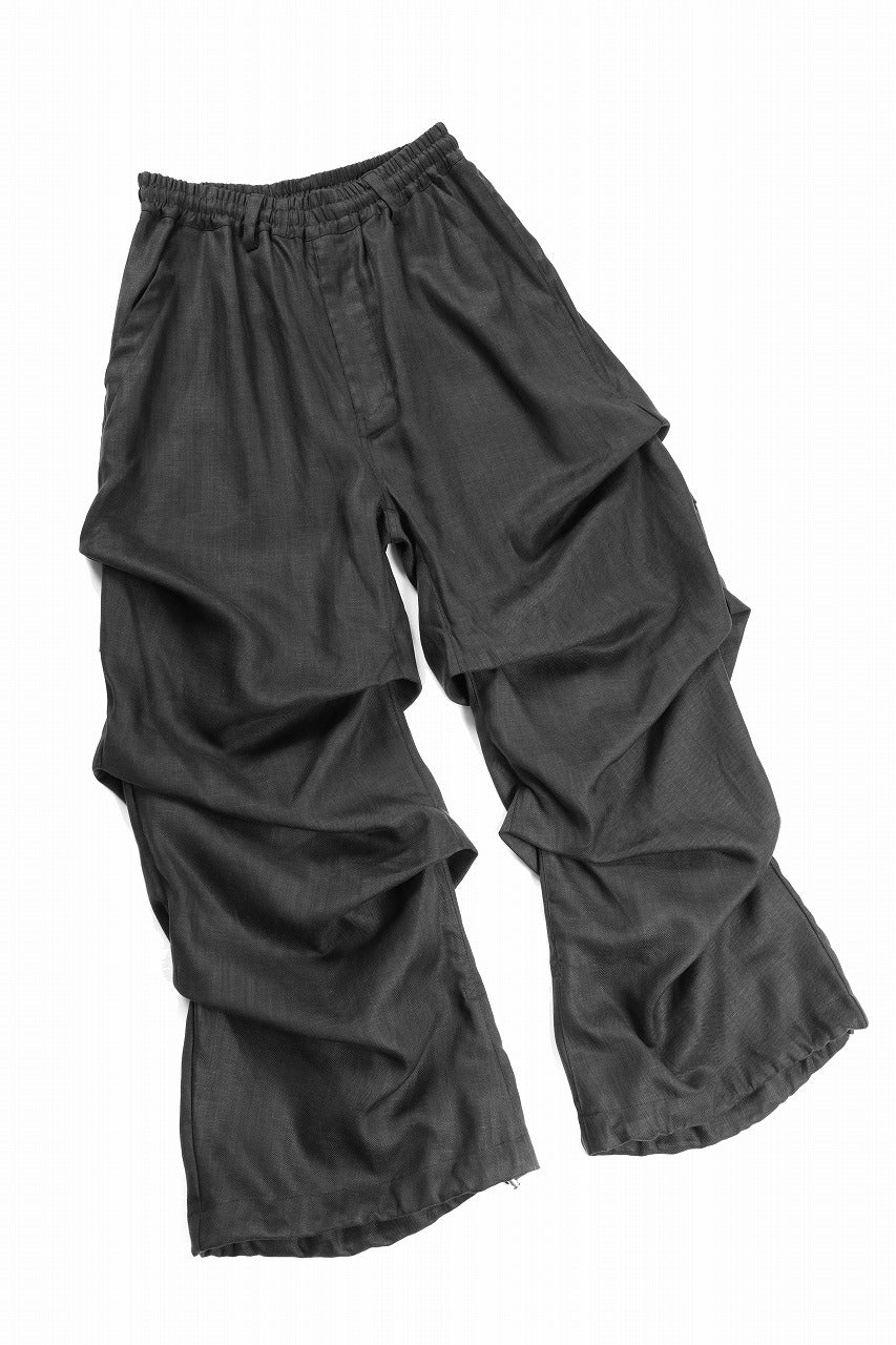 A.F ARTEFACT HERRINGBONE LINEN TUCK WIDE PANTS (BLACK)