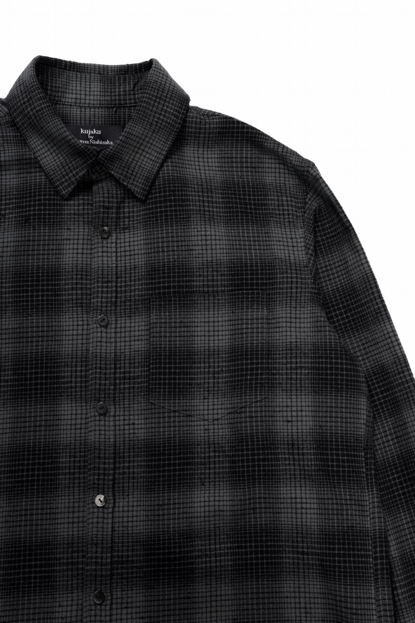 Load image into Gallery viewer, kujaku brushed check dress shirt / S-860 (black)