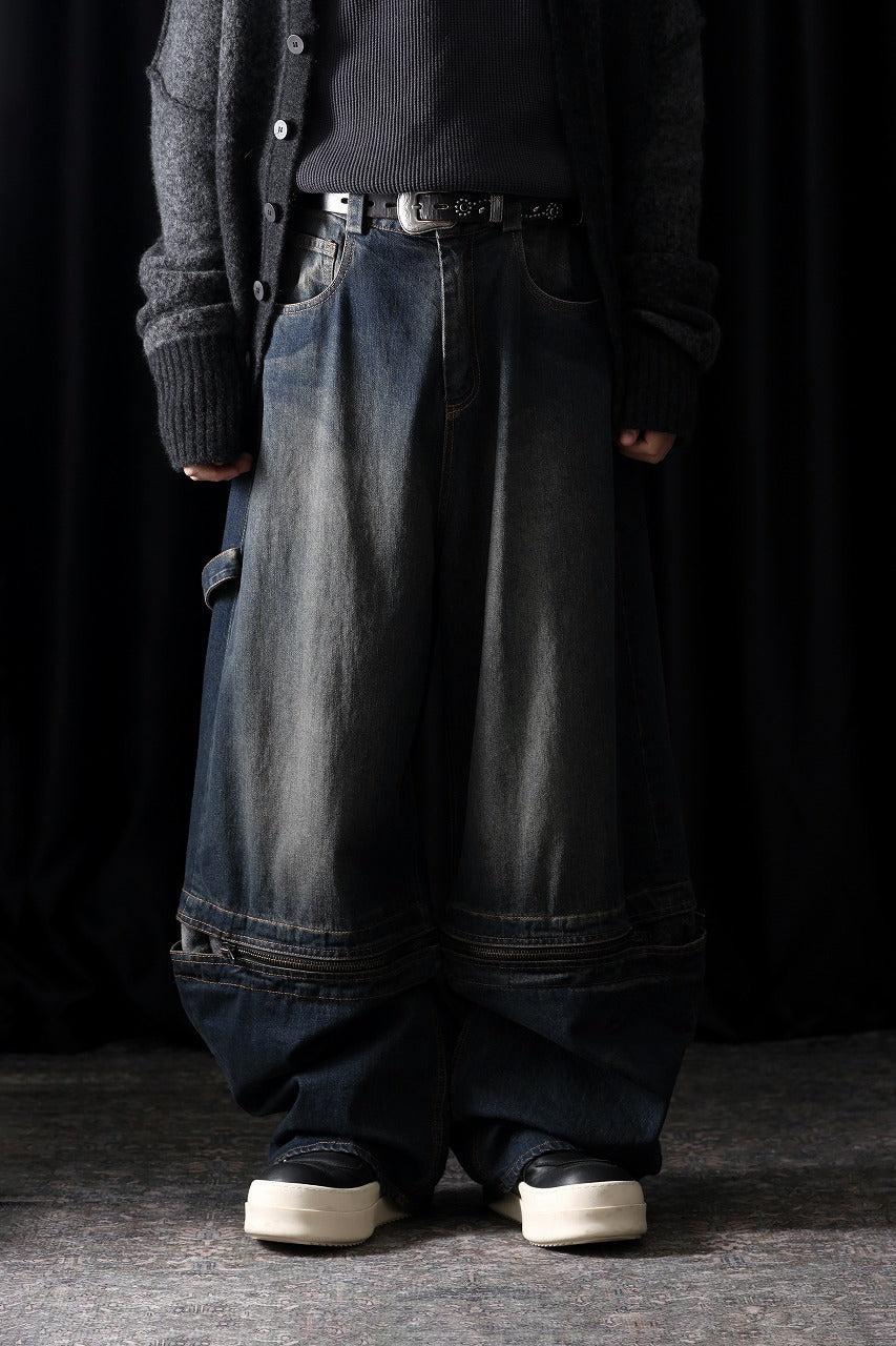 画像をギャラリービューアに読み込む, ISABEL BENENATO Wide Jeans with Zip &amp; Tartan detail (DENIM)
