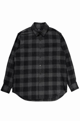 kujaku brushed check dress shirt / S-860 (black)
