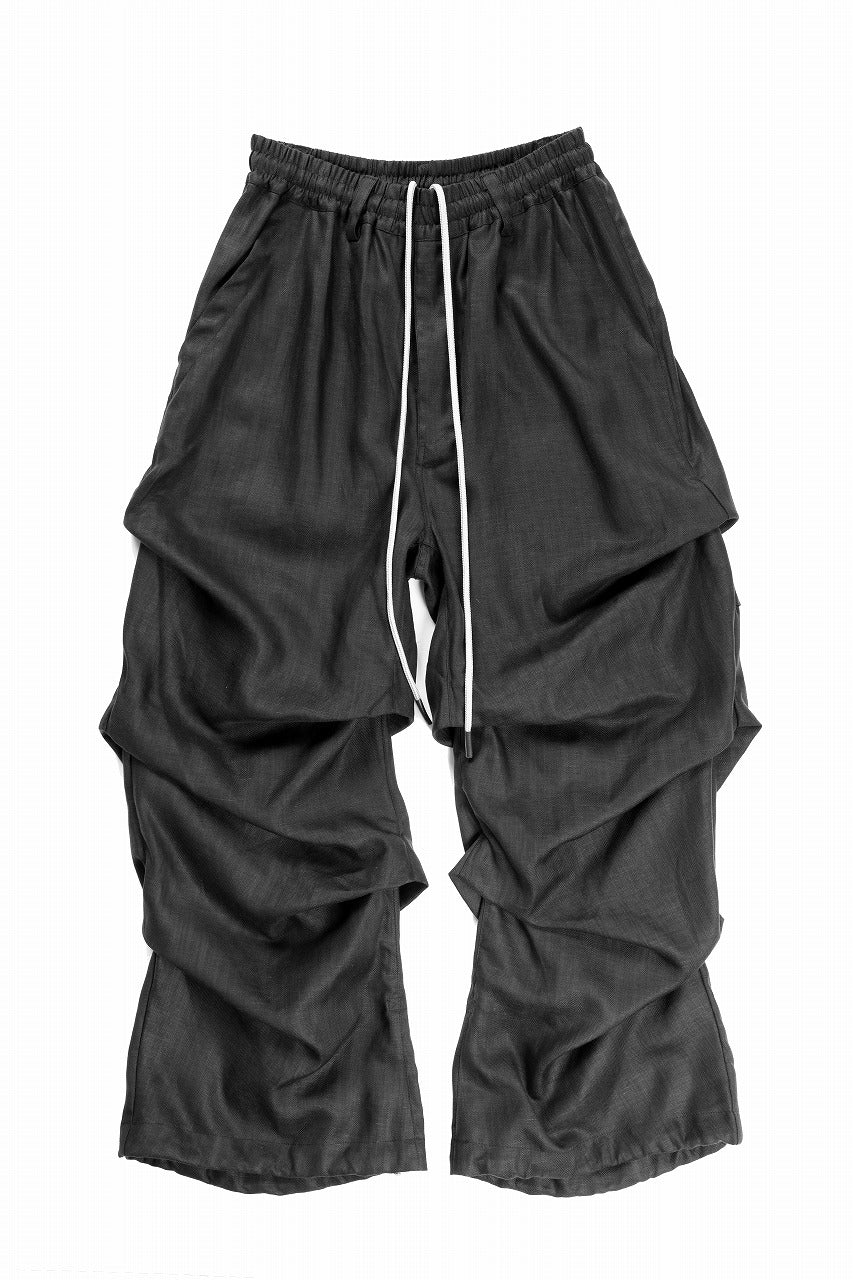 A.F ARTEFACT HERRINGBONE LINEN TUCK WIDE PANTS (BLACK)