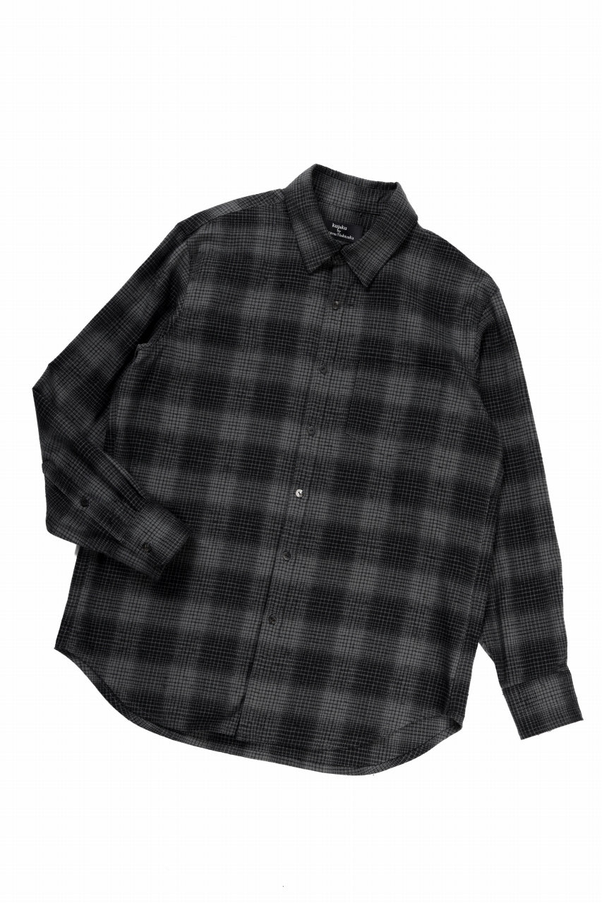Load image into Gallery viewer, kujaku brushed check dress shirt / S-860 (black)