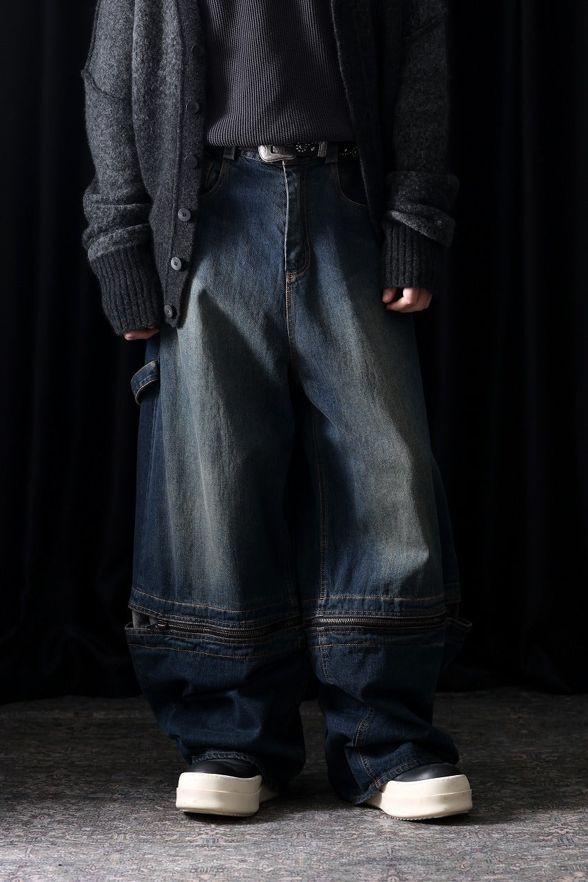 画像をギャラリービューアに読み込む, ISABEL BENENATO Wide Jeans with Zip &amp; Tartan detail (DENIM)