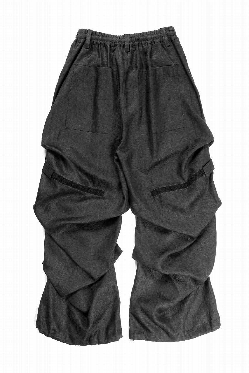 A.F ARTEFACT HERRINGBONE LINEN TUCK WIDE PANTS (BLACK)