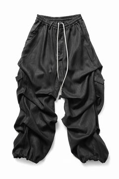 画像をギャラリービューアに読み込む, A.F ARTEFACT HERRINGBONE LINEN TUCK WIDE PANTS (BLACK)