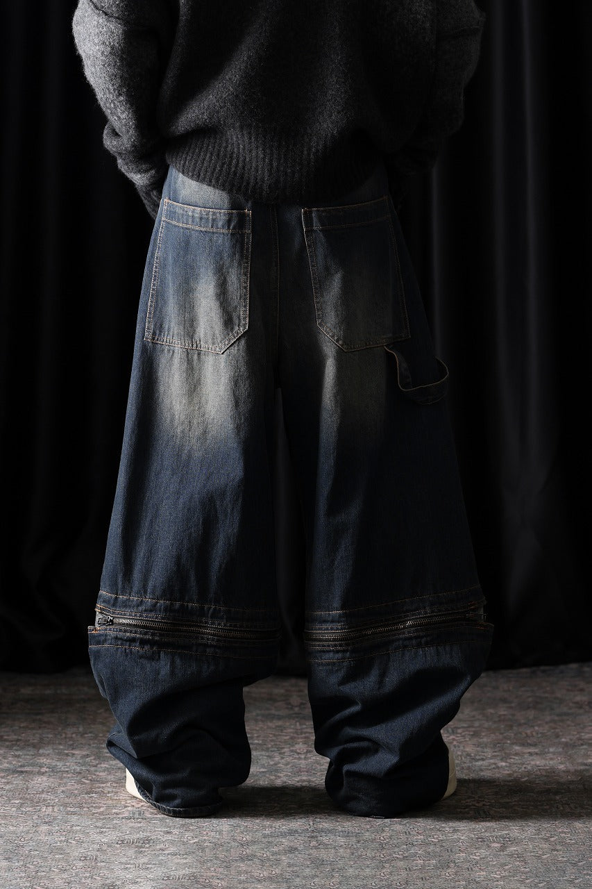 画像をギャラリービューアに読み込む, ISABEL BENENATO Wide Jeans with Zip &amp; Tartan detail (DENIM)