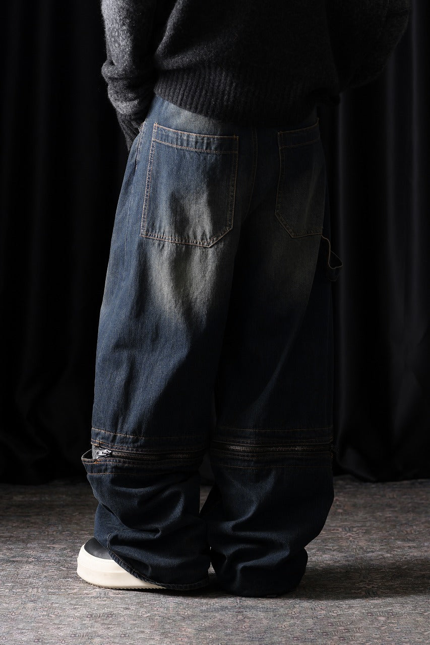 画像をギャラリービューアに読み込む, ISABEL BENENATO Wide Jeans with Zip &amp; Tartan detail (DENIM)