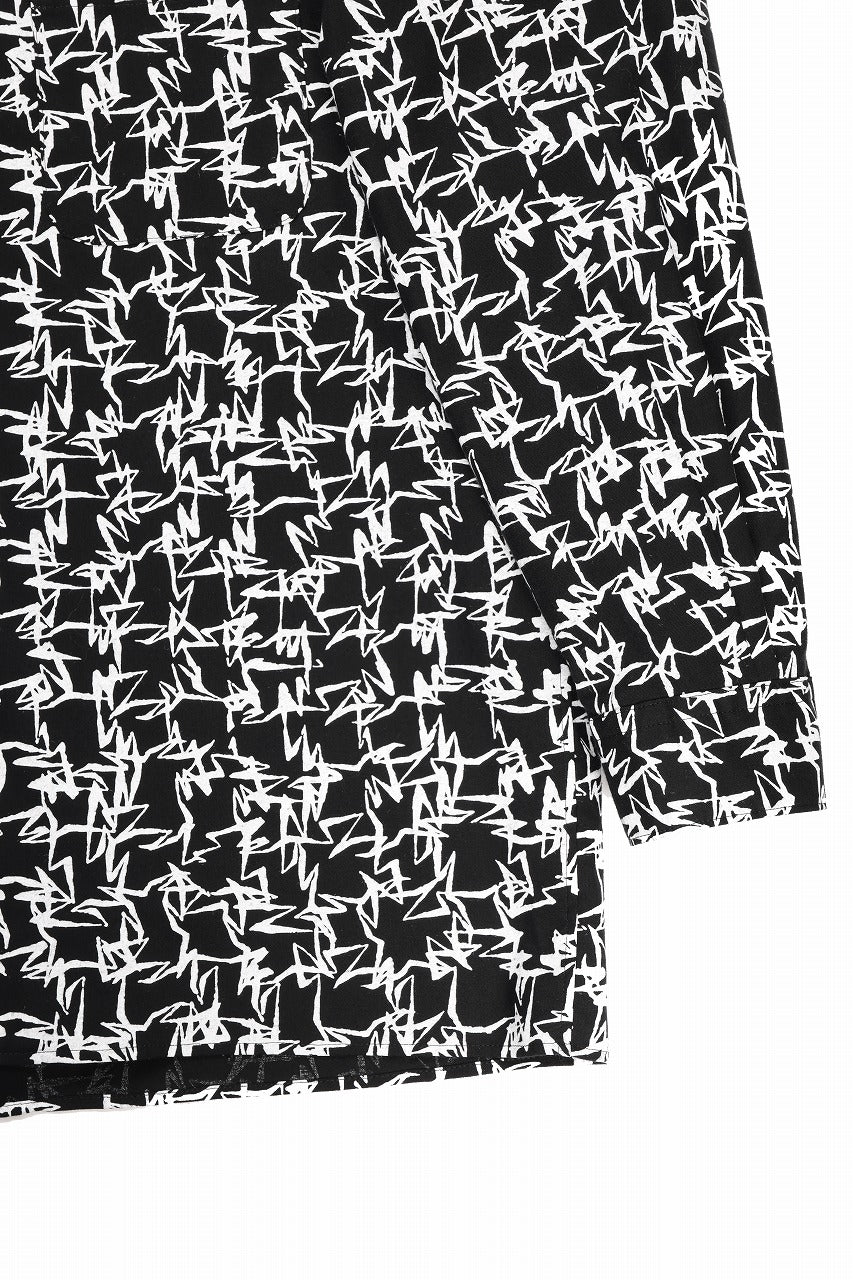 画像をギャラリービューアに読み込む, Y&#39;s for men x MASSES OPEN COLLAR SHIRT / MA ALL OVER PIGMENT PRINT (BLACK)
