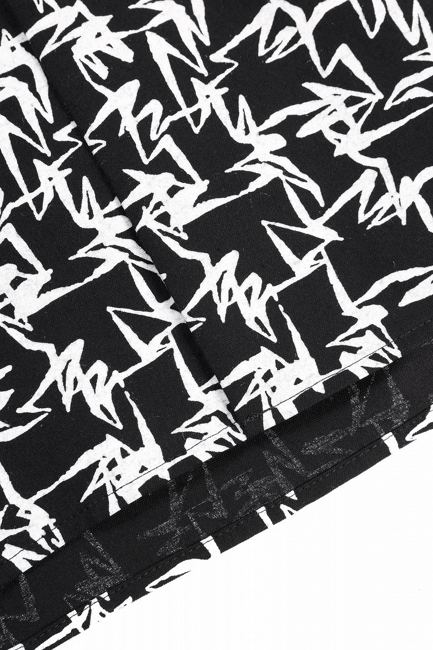 Y's for men x MASSES OPEN COLLAR SHIRT / MA ALL OVER PIGMENT PRINT (BLACK)