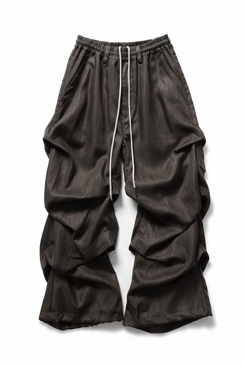 A.F ARTEFACT HERRINGBONE LINEN TUCK WIDE PANTS (BROWN)