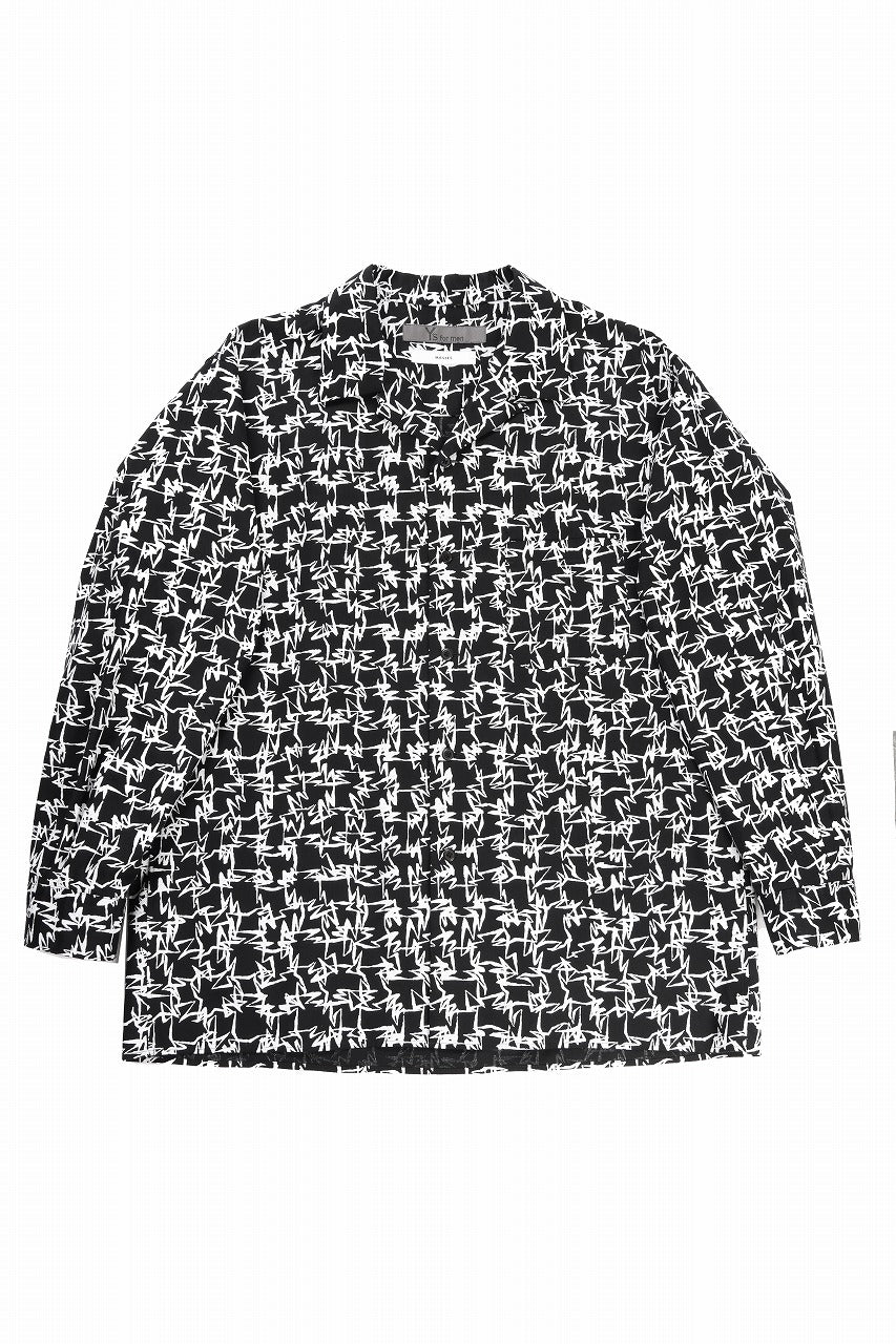 画像をギャラリービューアに読み込む, Y&#39;s for men x MASSES OPEN COLLAR SHIRT / MA ALL OVER PIGMENT PRINT (BLACK)