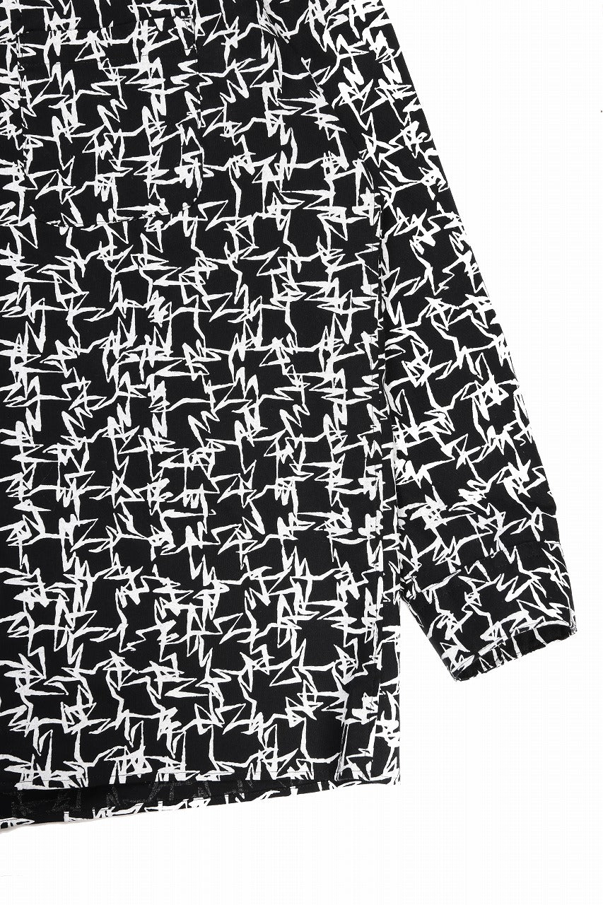 画像をギャラリービューアに読み込む, Y&#39;s for men x MASSES OPEN COLLAR SHIRT / MA ALL OVER PIGMENT PRINT (BLACK)