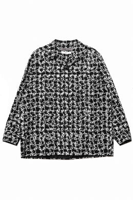 Y's for men x MASSES OPEN COLLAR SHIRT / MA ALL OVER PIGMENT PRINT (BLACK)