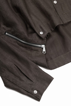 画像をギャラリービューアに読み込む, A.F ARTEFACT HERRINGBONE LINEN SHORT LENGTH SHIRT (BROWN)