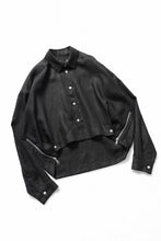 画像をギャラリービューアに読み込む, A.F ARTEFACT HERRINGBONE LINEN SHORT LENGTH SHIRT (BLACK)